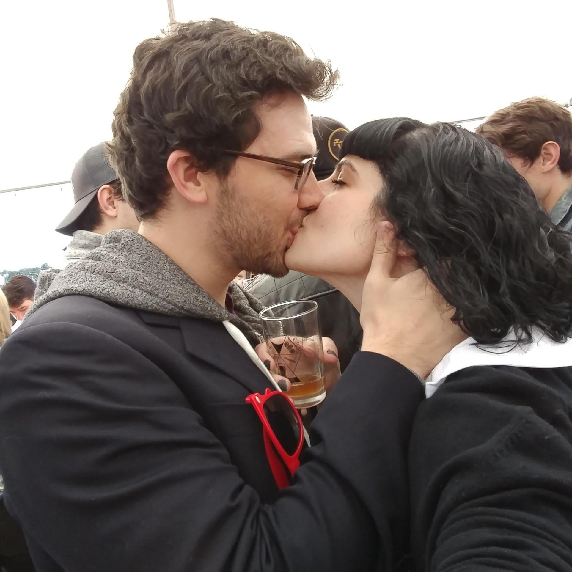 Smooching at a beer festival