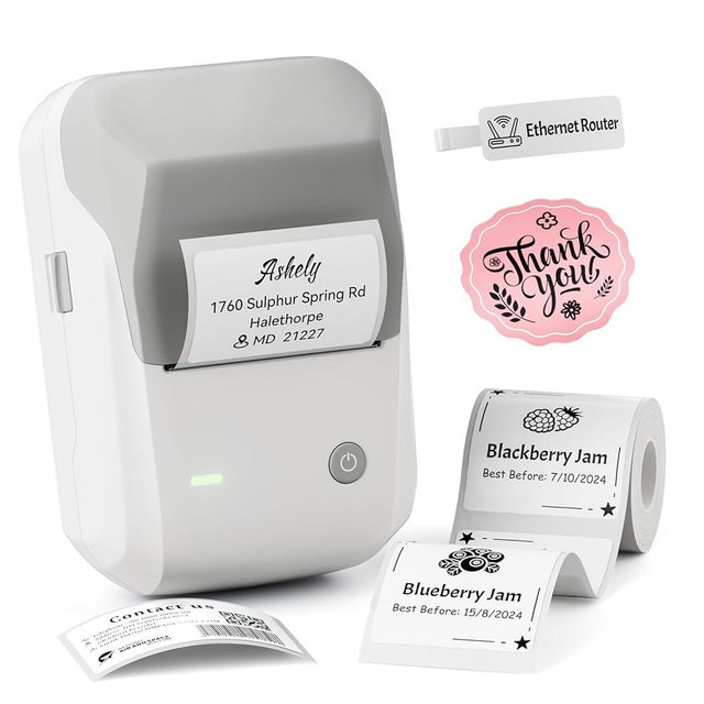 NIIMBOT B1 Bluetooth Label Maker Machine with Tape, Easy to Use, Large Waterproof Label, 2 Inch Portable Thermal Label Printer with Multiple Templates for Kitchen,Home, School, Small Business,Grey