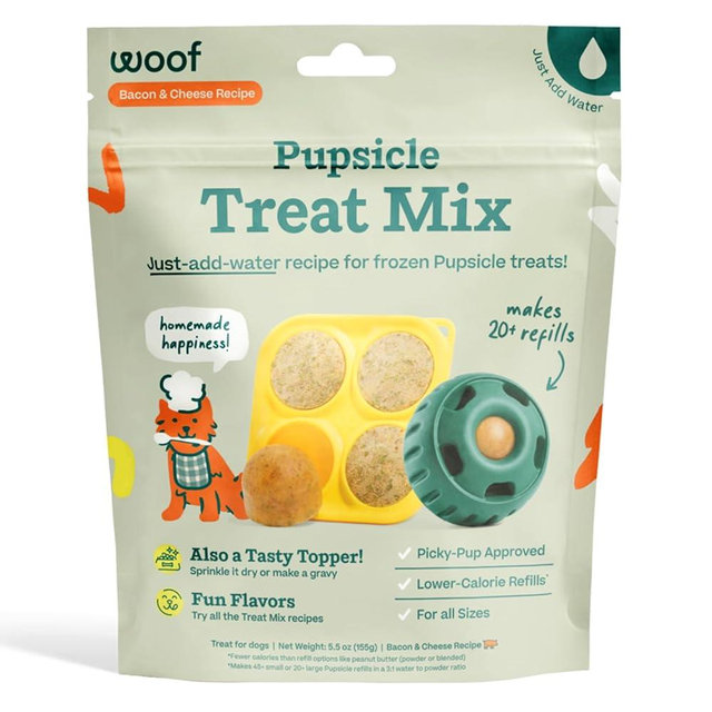 WOOF Dog Pupsicle Mix - Easy-to-Make DIY Pupsicle Refills - Tasty, Healthy Pupsicle Mix - Wholesome Ingredients - Long-Lasting Treats for Dogs - Bacon and Cheese Mix