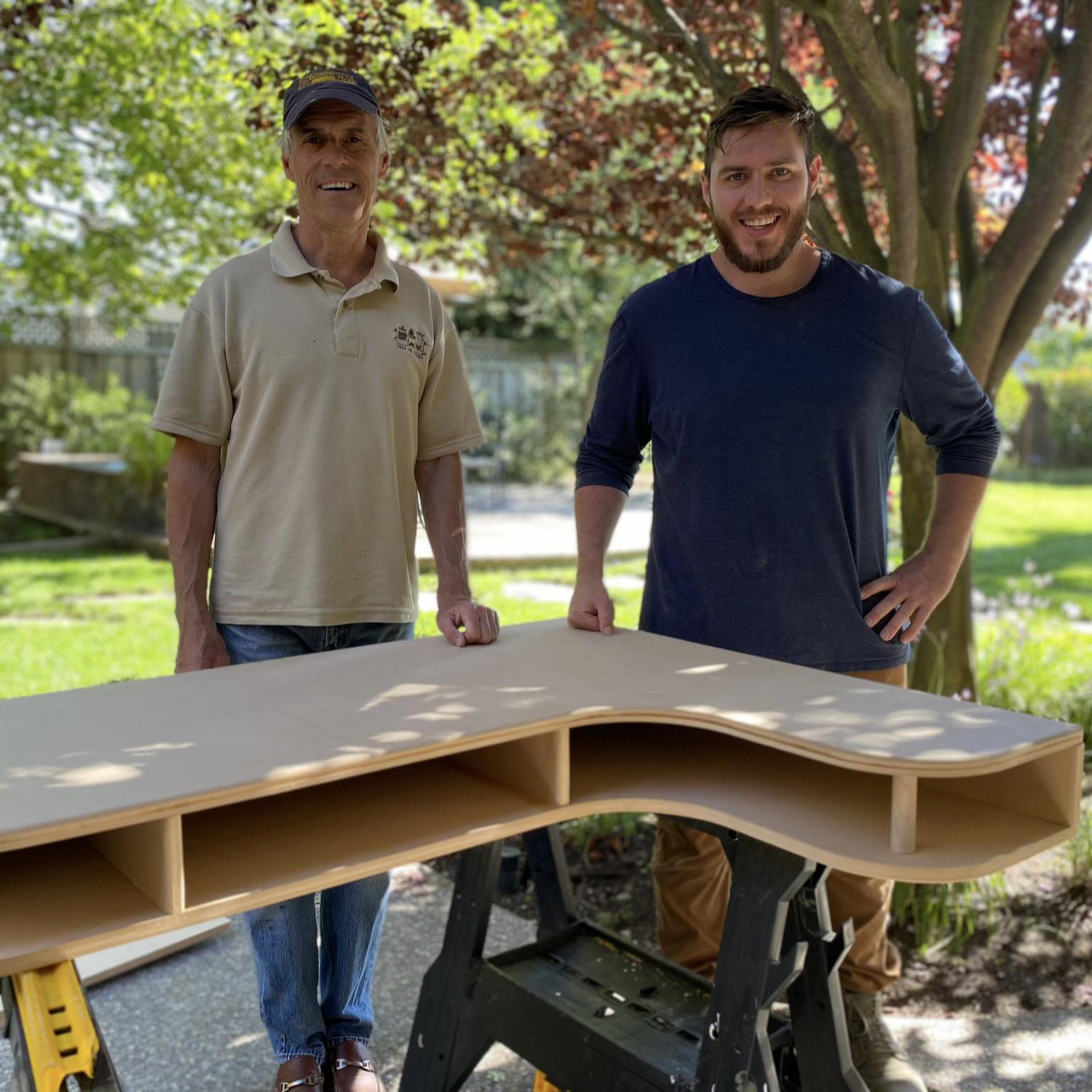 Patrick enlisted Brian's help to create a custom desk for the living room, since there was no end in sight to the pandemic!