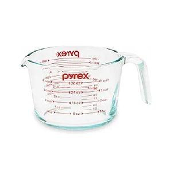 Pyrex 4-Cup Glass Measuring Cup For Baking and Cooking, Dishwasher, Freezer, Microwave, and Preheated Oven Safe, Essential Kitchen Tools