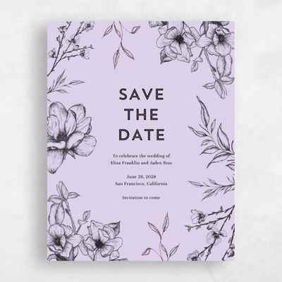 Lavender, Purple Wedding Save the Date - Birkenfeld Bloom