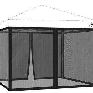 10x10 ft Mosquito Netting for Pop Up Canopy, Universal Bug Screen Tent Enclosure, Outdoor Canopy Mesh Net with Zipper Doors for Camping, Patio, Backyard (Netting Only，Black)