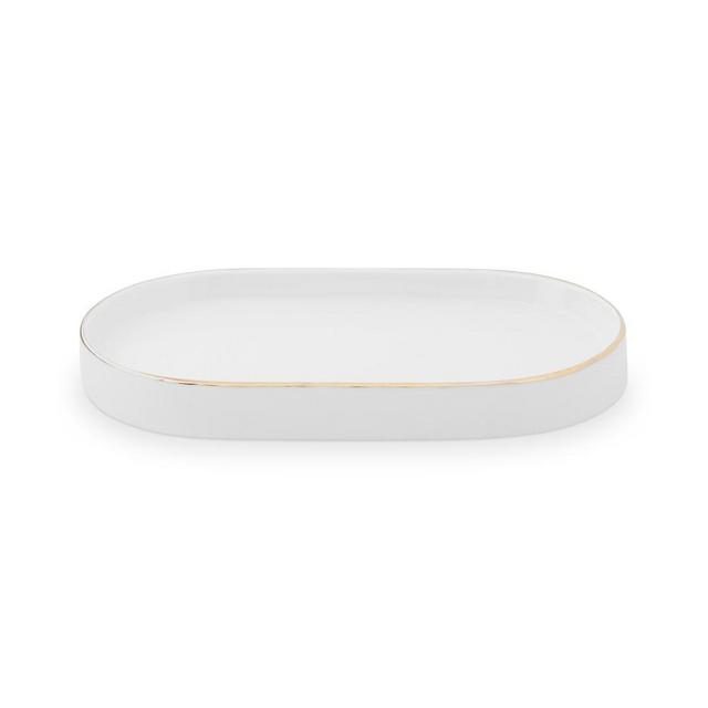 White & Gold Porcelain Double Caddy