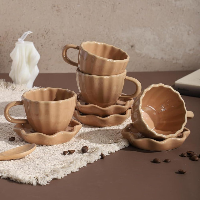 ATLZBLTCI Cute Ceramic Double Espresso Shot Cups Set of 4 Tazas Para Cafe Expresso Cups 3 oz is Suitable for Single and Double Espresso Mugs.