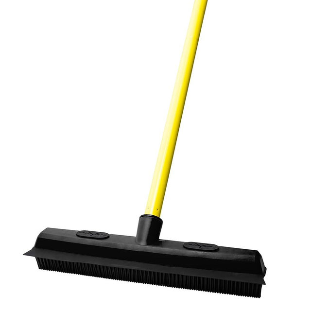 FURemover Sweep Pet Hair Rubber Broom with Carpet Rake and Squeegee, Ideal for Tile, Carpet and Hardwood, Disassembles for Easy Storage