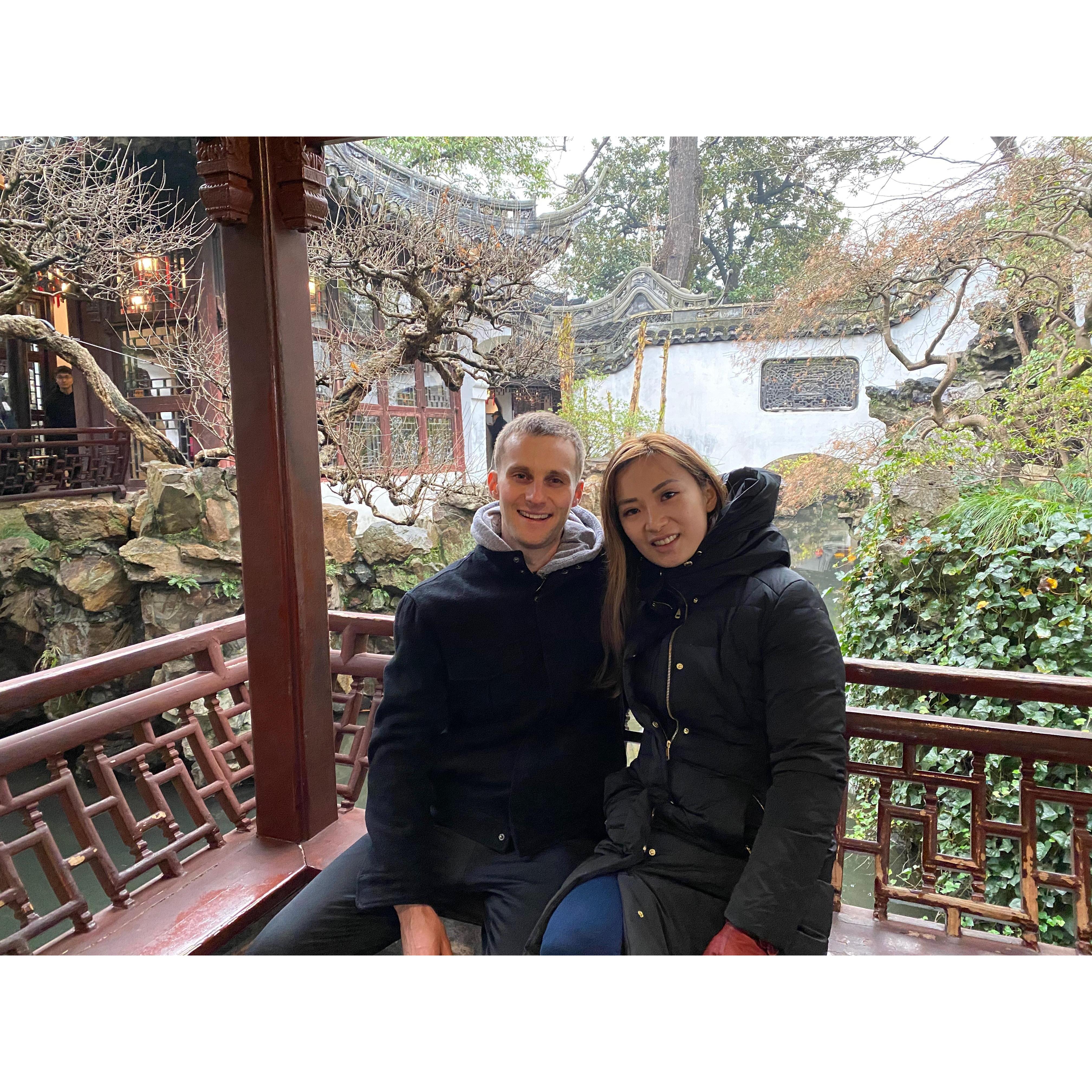 Exploring historical sites in Shanghai.