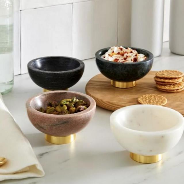 Marble; Brass Dip Bowls (White)