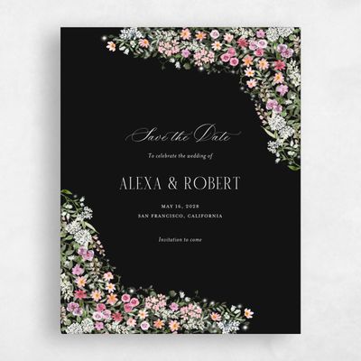 Black Wedding Save the Date - Garden Gate Portrait