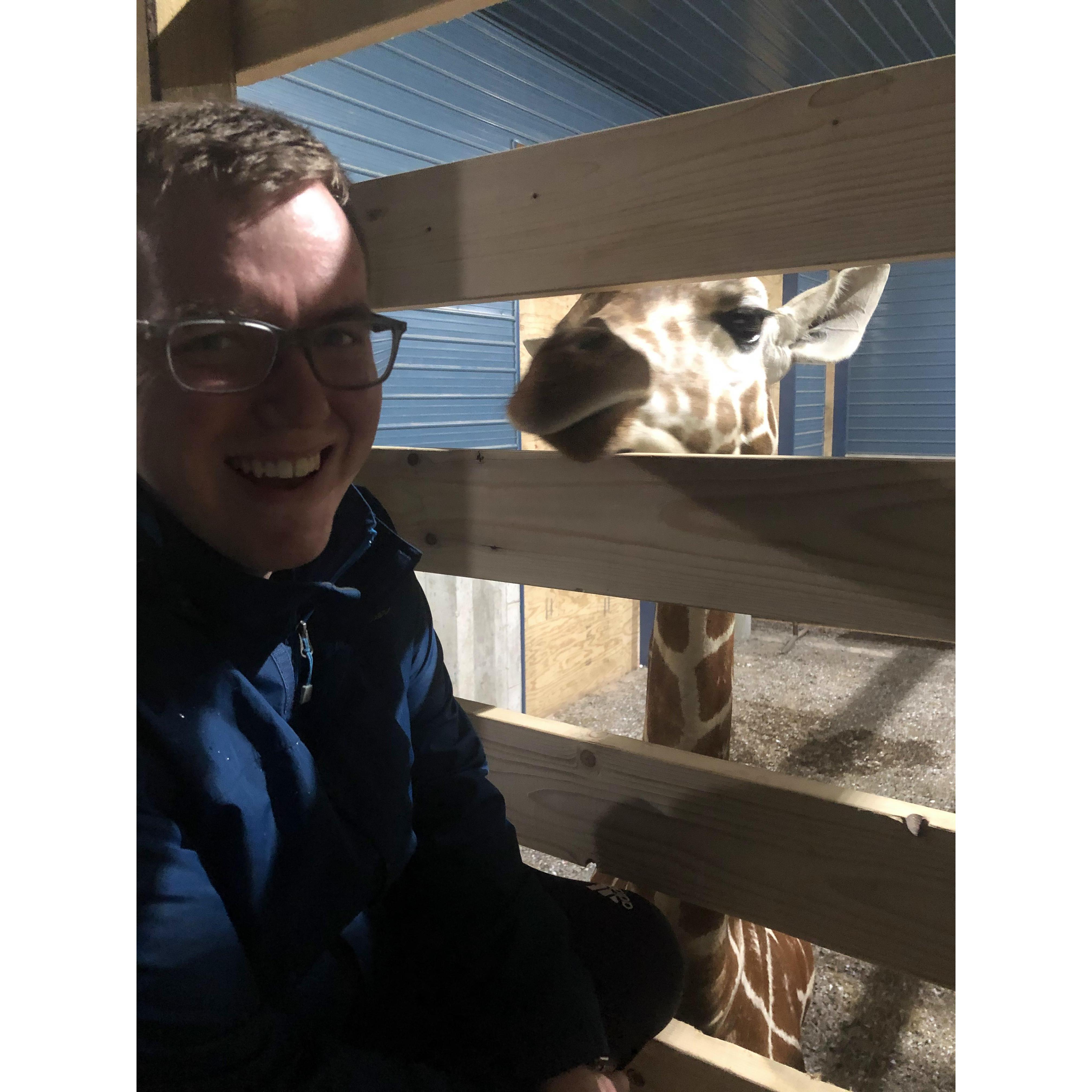 It was hard to get me away from the Giraffe, but I guess I had to take a picture of Tyler, too.