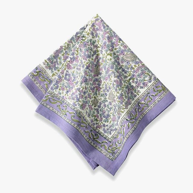 Lavender Blockprint Cotton Napkins - Set of 6