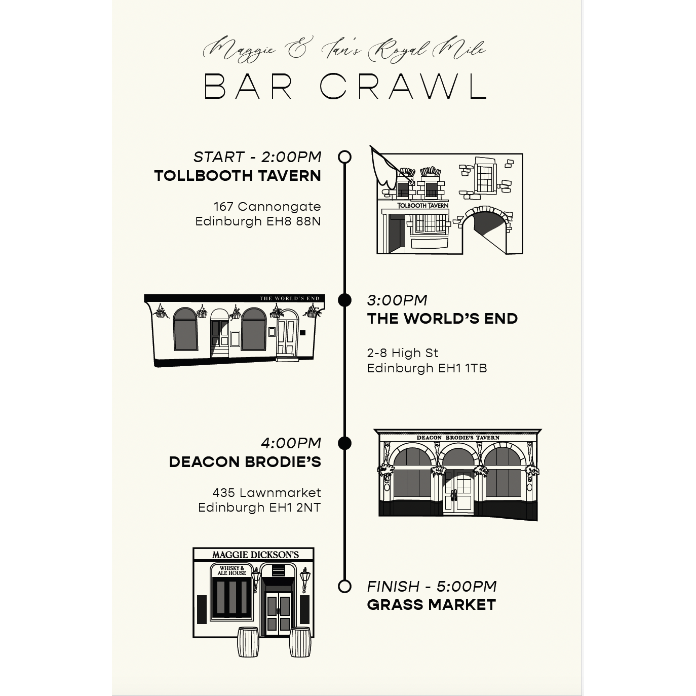 Bar Crawl Schedule