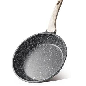 CAROTE Non Stick Frying Pan Skillet, Omelet Pan, Healthy Non Toxic Granite Chef Pan, Induction Compatible Egg Frying Pan with Heat-Resistant Handle, PFOA-Free,Black, 10"