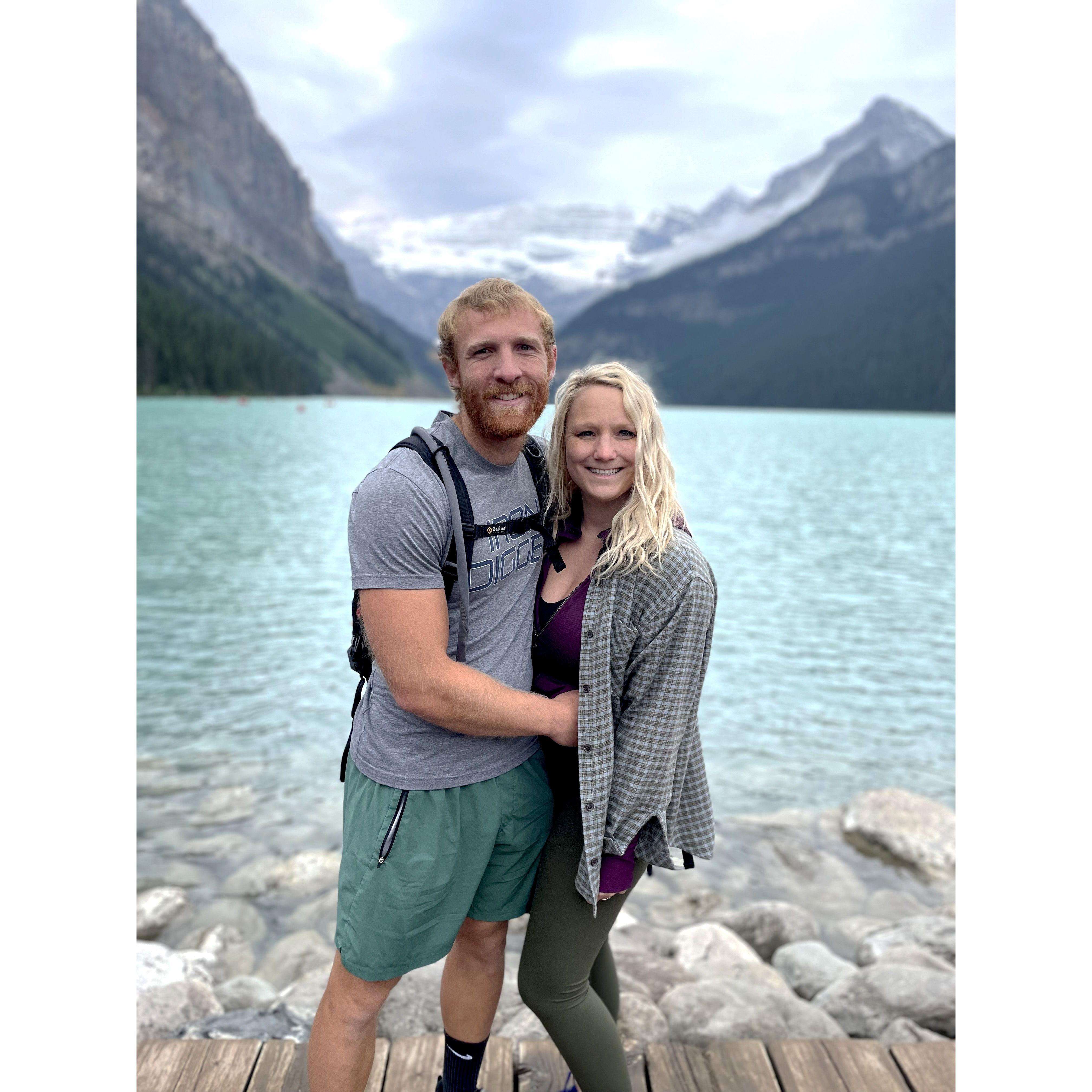 Lake Louise! First lake of the day and BEFORE Elise knew Sean was scoping out all of the lakes for the perfect one to propose at!