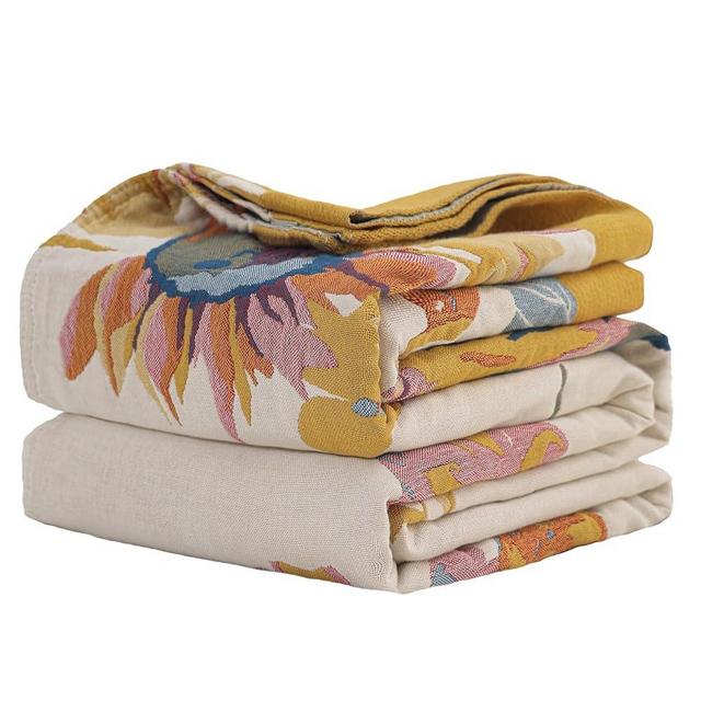 NIFTYLOOM Boho Cotton Throw Blanket - Large Soft All-Season Blanket, Lightweight Blanket with Rustic Floral Design for Bed and Couch, Suitable for Living Room and Farmhouse Decor