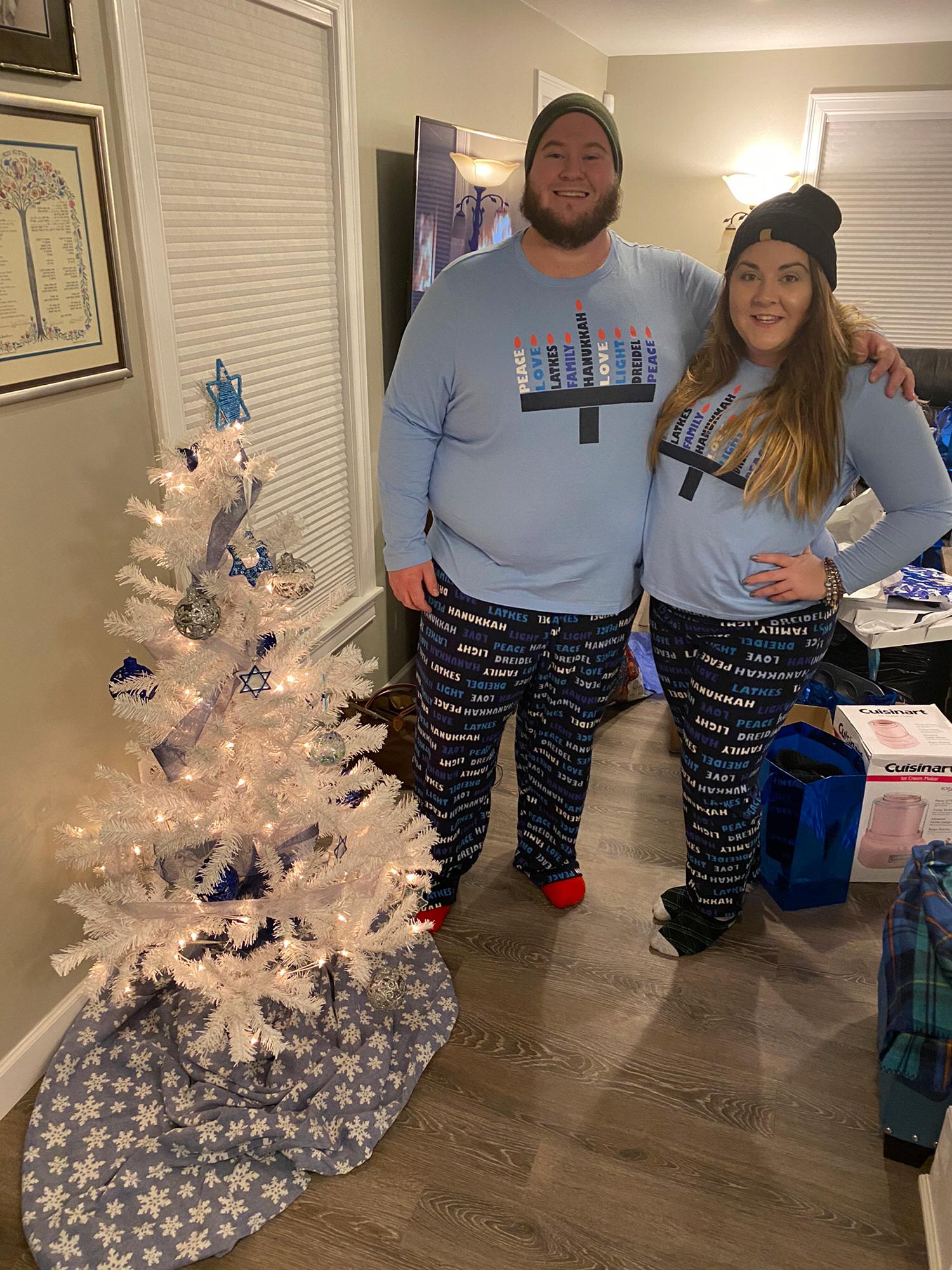 Matching Hanukkah pajamas!
