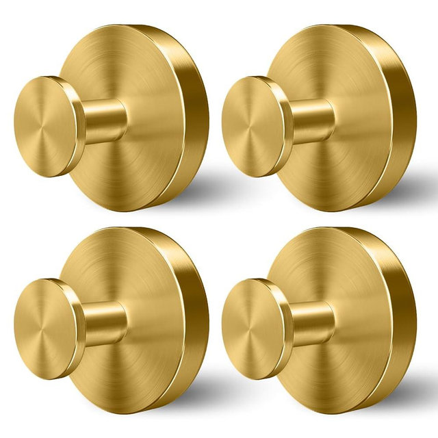 WingWider Shower Hooks for Inside Shower,Suction Cup Hooks for Glass Window,Removable Towel Hooks for Bathrooms,4 Packs(Gold)