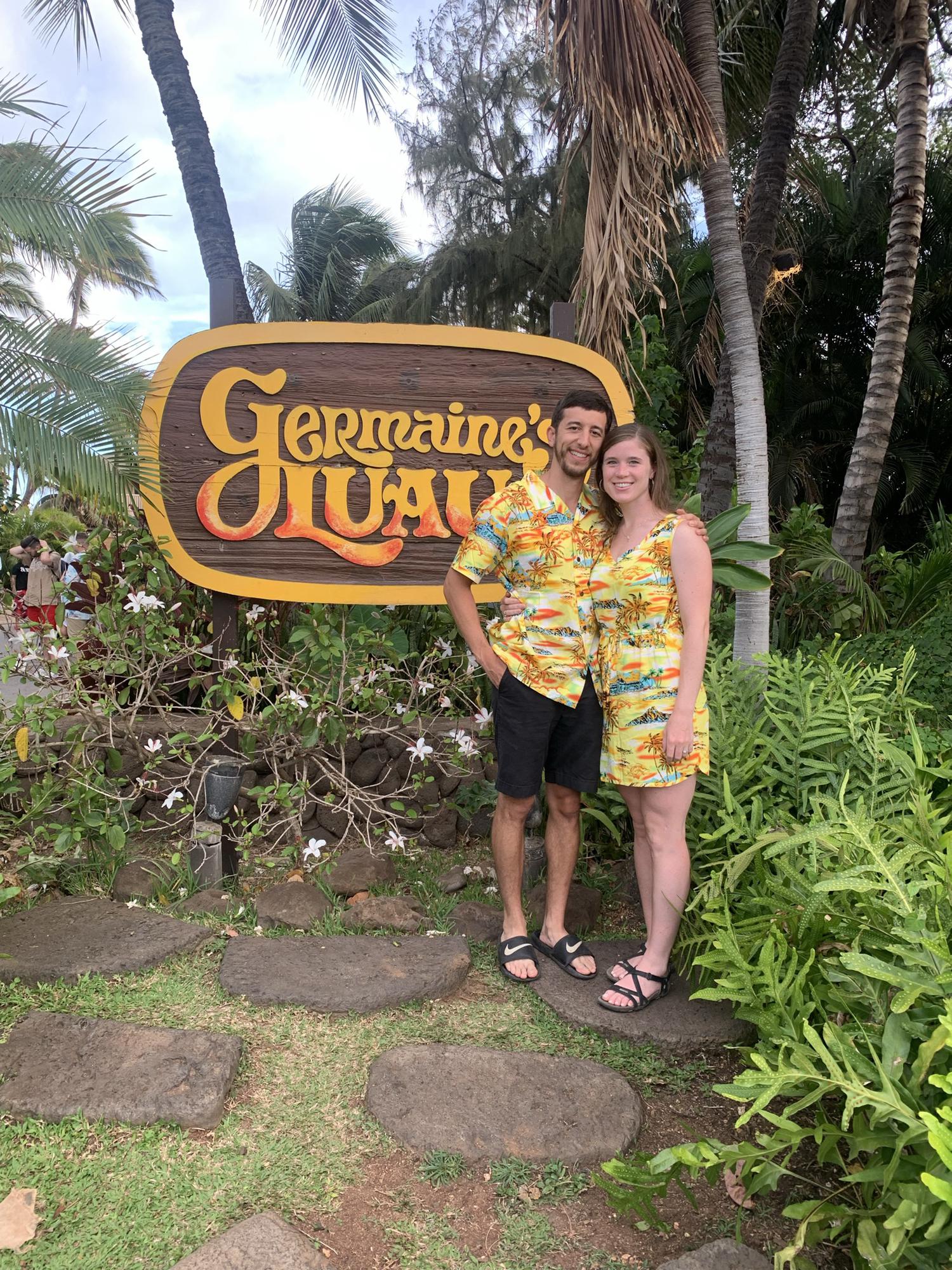 The first visit of our long distance engagement, Hawaii! Found matching outfits 15 minutes before the luau LOL