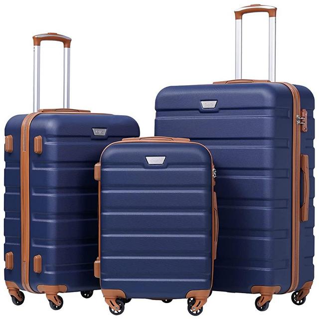 Coolife Luggage 3 Piece Set Suitcase Spinner Hardshell Lightweight TSA Lock 4 Piece Set