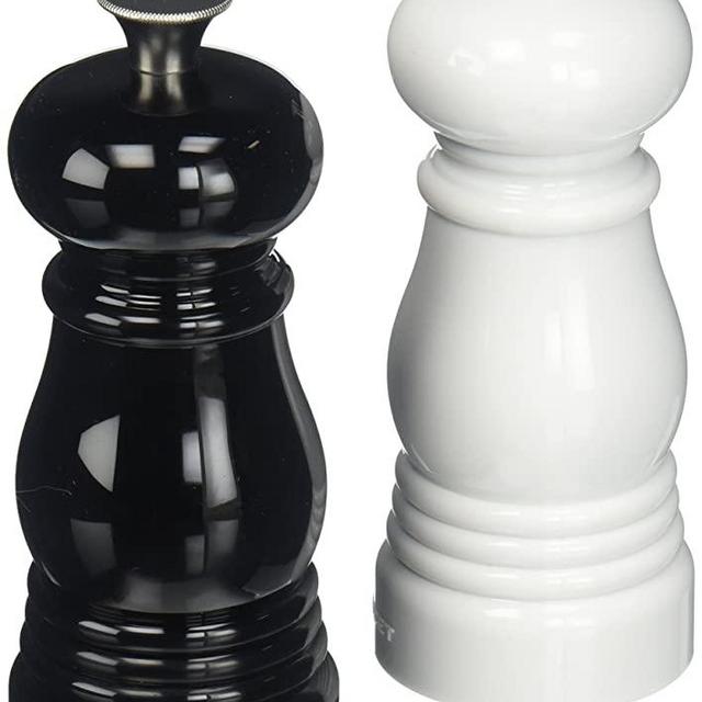 Le Creuset Petite Salt and Pepper Mill Set, 5" x 2" each, Black & White