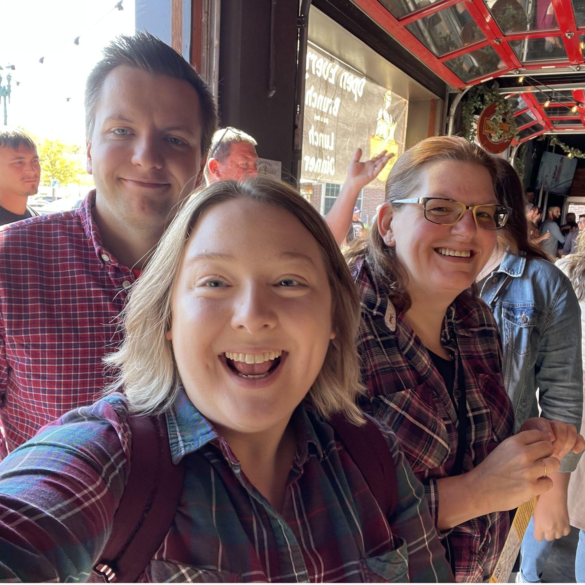 The Groom, Bride & Ann Marie at the annual Schenectady Wing Walk - October, 2024