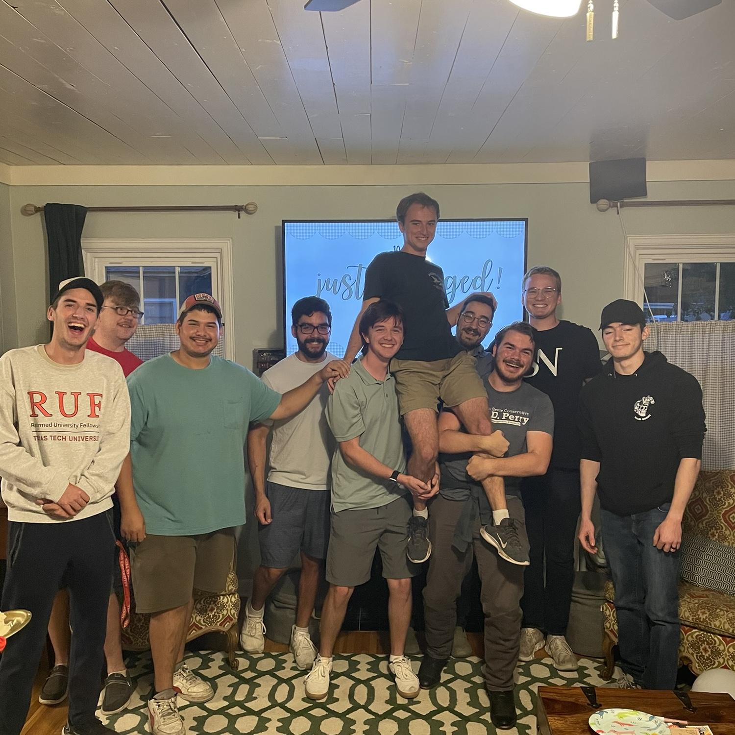 With help from Raegan, their amazing RUF (Reformed University Fellowship campus ministry) intern, Jack planned a surprise party with all their friends to celebrate the engagement 😊