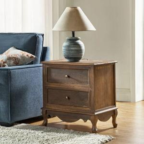 Laurel Foundry Modern Farmhouse® Lundgren Transitional 24'' Tall 2 - Drawer Nightstand with Wood Legs and Charging Station Space (Set of 2) & Reviews | Wayfair