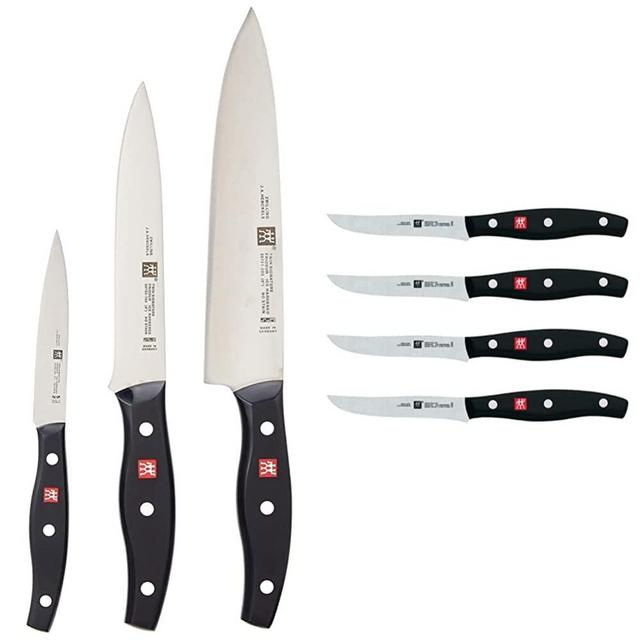 ZWILLING Twin Signature 3-pc German Knife Set & ZWILLING Twin Signature Steak Knife Set of Four, Razor-Sharp, Made in Company-Owned German Factory