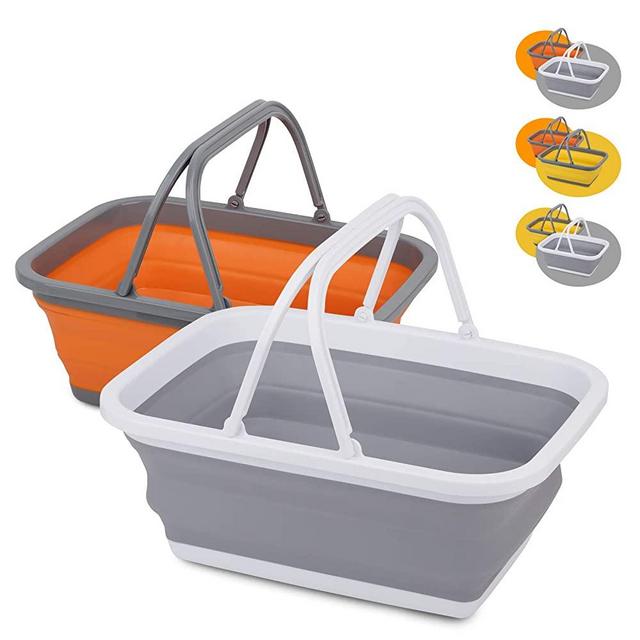 Tiawudi 2 Pack Collapsible Sink with 2.25 Gal / 8.5L Each Wash Basin for Washing Dishes, Camping, Hiking and Home