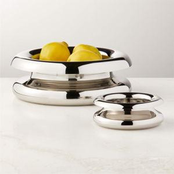 Piero Polished Stainless Steel Serving Bowl Large by Gianfranco Frattini + Reviews | CB2