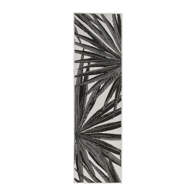 World Rug Gallery Tropical Leaves Nature Inspired Reversible Indoor/Outdoor Area Rug - Black 2'x7': Quick Dry, UV Resistant