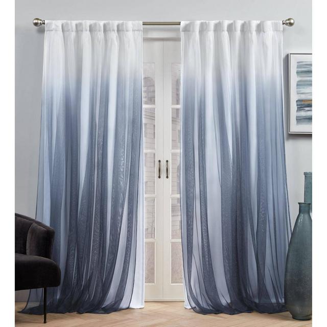 Set of 2 84"x54" Crescendo Lined Blackout Hidden Tab Curtain Panel Blue - Exclusive Home