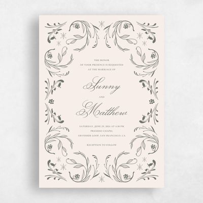 Dark Sage, Green Wedding Invitation - Camberley Frame