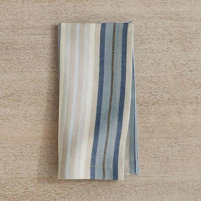 Lonnie Striped Linen Napkins, Set of 4 - Navy