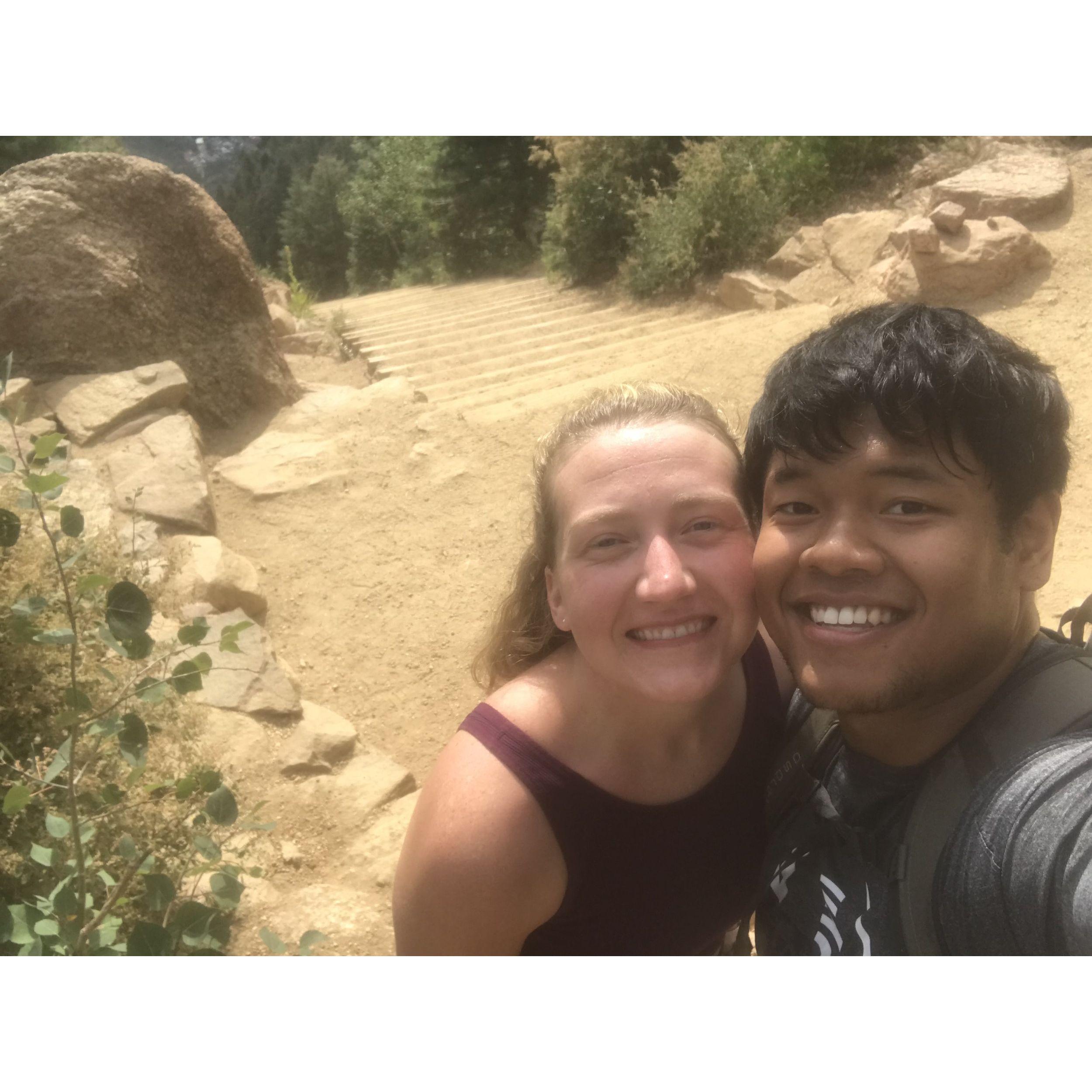 Our very first picture together on the top of Manitou Incline