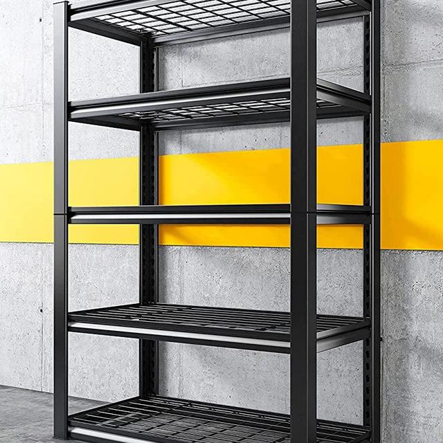REIBII Garage Shelving Heavy Duty Storage Shelves Holds 2000LBS, Garage Storage Shelves Heavy Duty Shelving Adjustable Metal Shelving Unit for Basement Warehouse Pantry 36" W x 16" D x 72" H Black