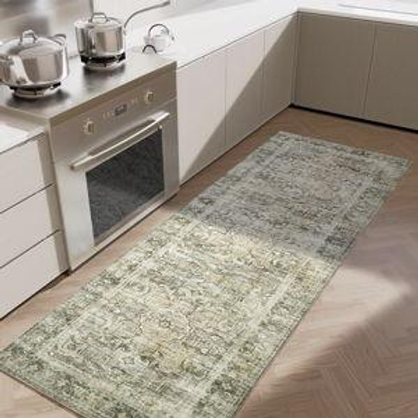2x6 Washable Rug Runner - Green