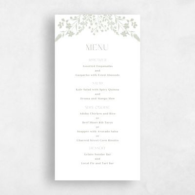 White Wedding Menu - Gaia