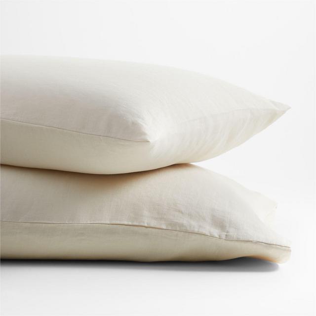 Pure Linen Natural King Pillowcase Pair