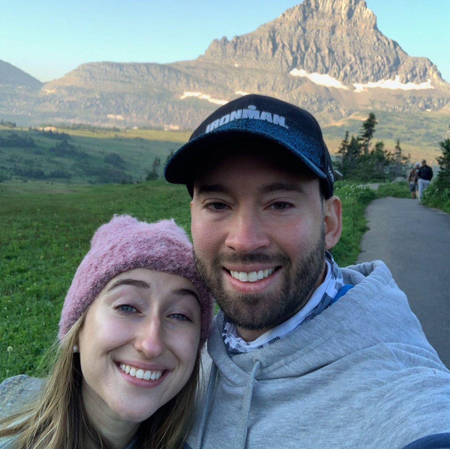 Our first national park together! We visited Glacier in the summer of 2023, taking this picture right before hiking the Highline Trail