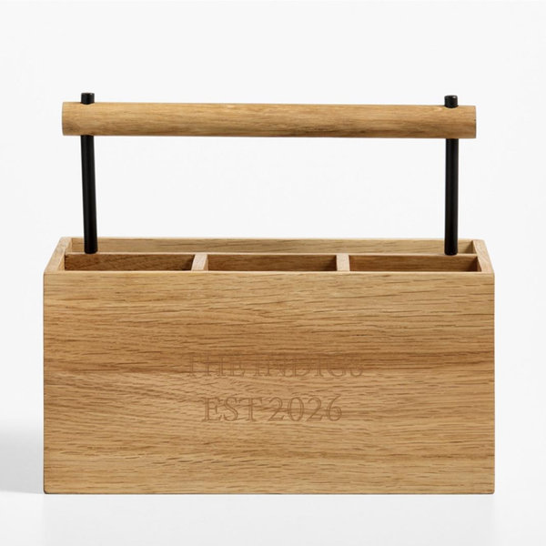 Personalized Madeira Oak Flatware Caddy