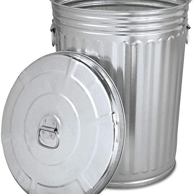 KCHEX Trash can with lid - Pre-Galvanized Trash Can with Lid Round, Steel, 20gal, Gray, Sold as 1 Each - Metal Trash can - Outdoor Garbage can with lid - Galvanized Trash can with lid.