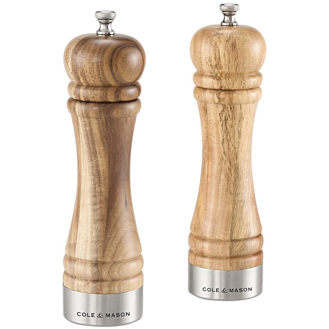 Cole & Mason Camden Acacia Wood Stainless Steel Salt & Pepper Mill Gift Set