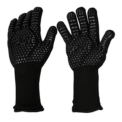 BBQ Grill Gloves [1472℉ NEWEST] EN407/EN420 CE Heat Resistant - Oven Silicone Glove Fireproof for Smoker Baking - High-temp Barbecue Grilling Potholders - Heat-insulated Cooking Mitt, X-Long