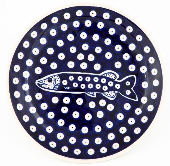 Polish Pottery DOTTY FISH 7.75" Stoneware Salad Plate