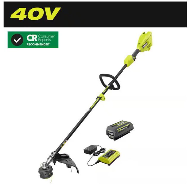 RYOBI 40V 15 in. Expand-It Cordless Battery Attachment Capable String Trimmer with 4.0 Ah Battery and Charger RY40ST01K
