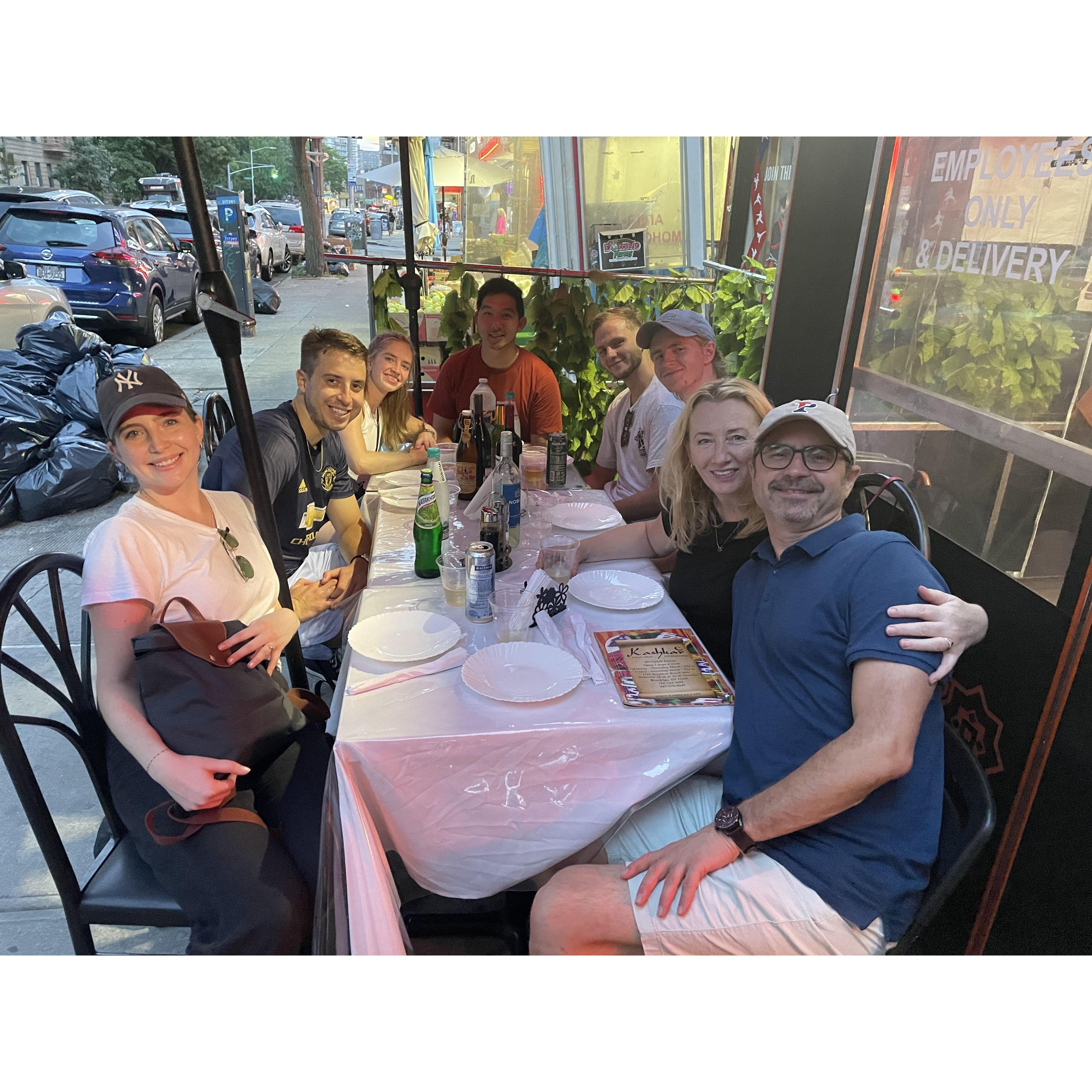 Nadia + Jason + Bernadette + Rajmund + Kuba + Jasiu enjoying Uzbek food with us in Brighton Beach