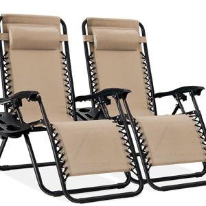 2 Adjustable Steel Mesh Zero Gravity Lounge Chair Recliners
