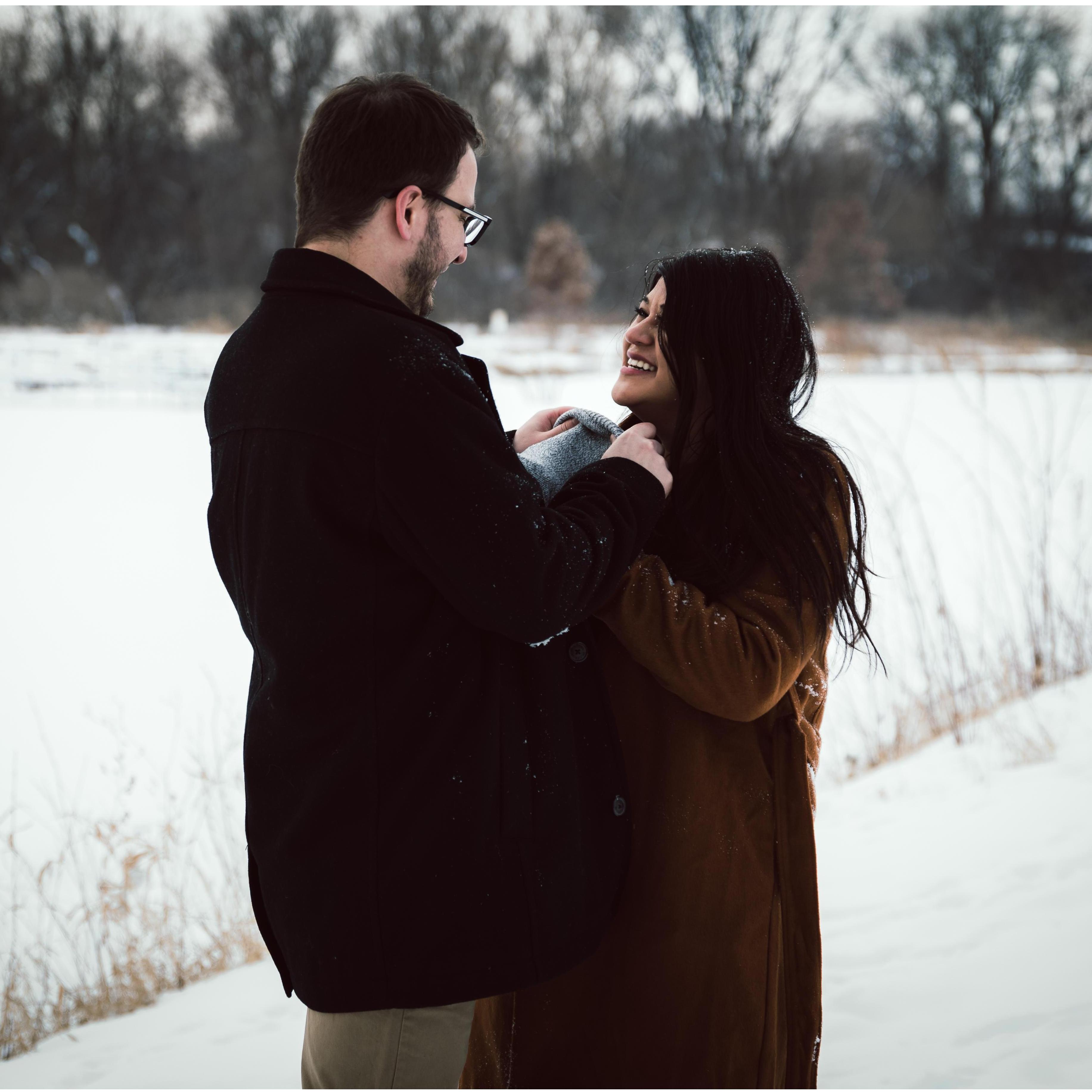 Not pictured: the giant pile of snow Joe thew at Izzy when the photographer suggested a snowball fight.
