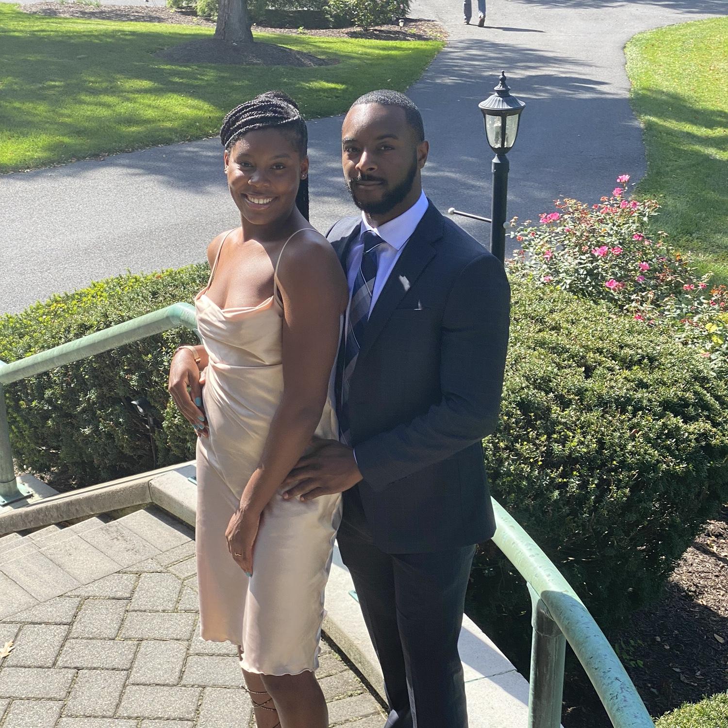 I know this looks like a prom picture, but we're actually at a wedding :)